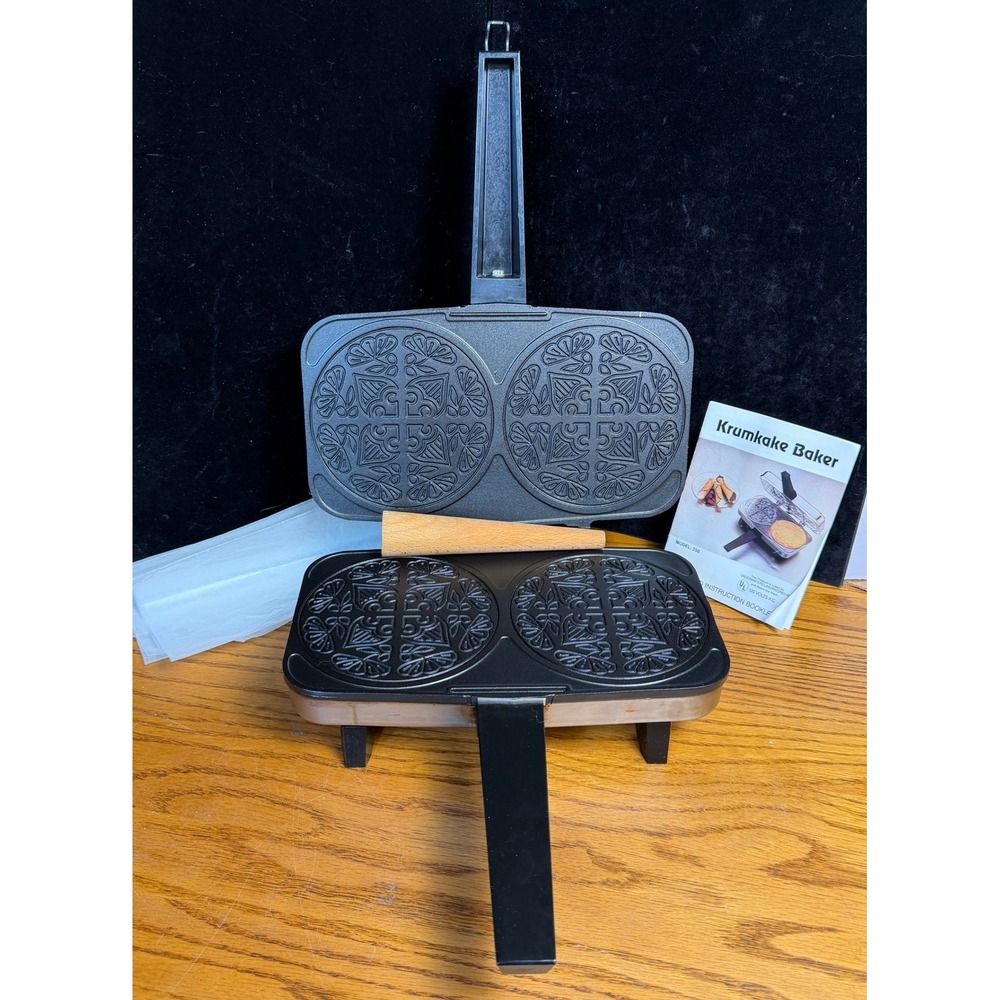 Vitantonio Krumkake Baker: Electric Pizzelle Iron with Roller and Box, WORKS